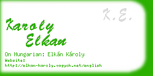 karoly elkan business card